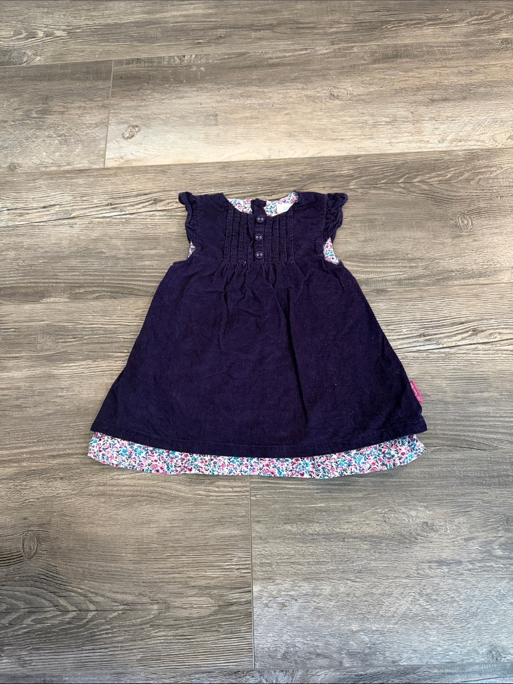 Jojo Maman Bebe Girls Purple Floral-Trim Dress